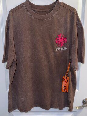 RGSTR Mens Washed Espresso Faith Over Fear Graphic T-Shirt Large RGK-10-9682R